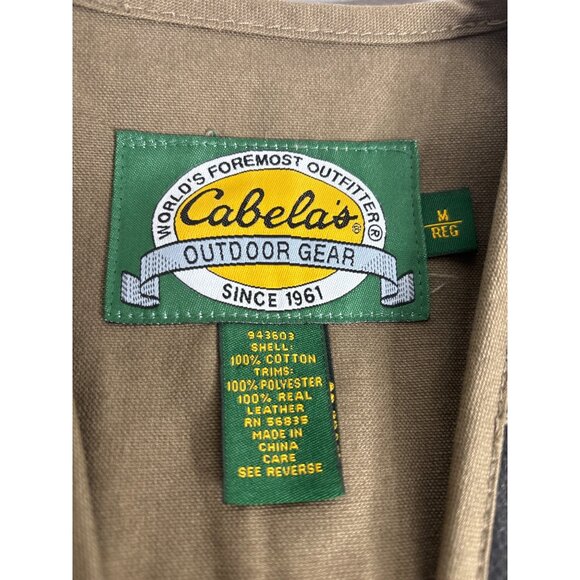 Cabela's Men's Tan Canvas & Brown Leather & Mesh Hunting Vest Size M - Picture 4 of 12